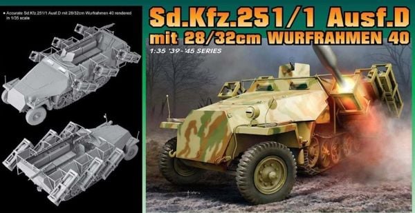 Dragon 6861 1/35 Ölçek, Sd.Kfz.251/1 Ausf.D (with 28/32cm Wurfrahmen 40) Roket Atıcı Plastik Model Kiti