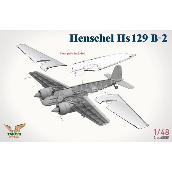 Takom 48001 1/48 Ölçek, Henschel Hs 129 B-2 (İç Detaylı) ve Şeffaf Parçalar, Savaş Uçağı Plastik Model Kiti