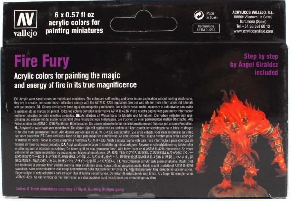 Vallejo 70243 6x17 ml. Fire Fury by Angel Giraldez, Model Color Serisi Model Boyası Seti