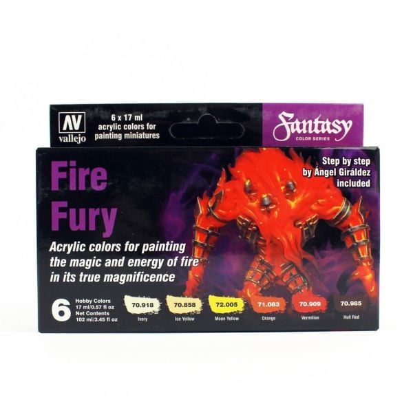 Vallejo 70243 6x17 ml. Fire Fury by Angel Giraldez, Model Color Serisi Model Boyası Seti