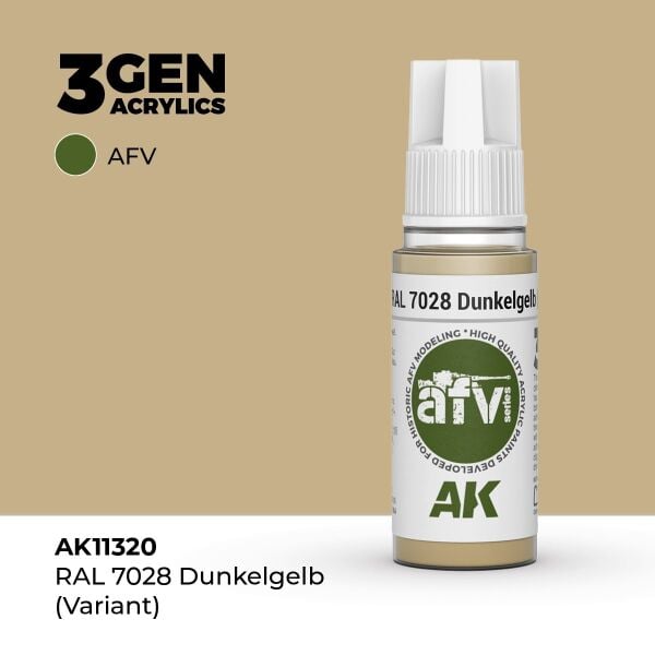 AK 11320 17 ml. RAL 7028 Dunkelgelb (Variant), AFV Serisi 3GEN Akrilik Model Boyası