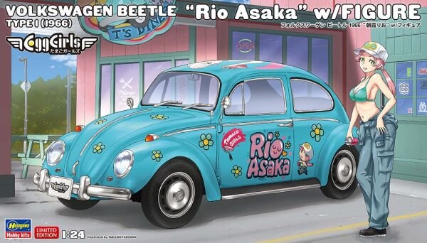 Hasegawa SP665 52465 1/24 Ölçek, Volkswagen Beetle Type 1 (1966) (Rio Asaka) ve Egg Girls Figürü, Otomobil Plastik Model Kiti