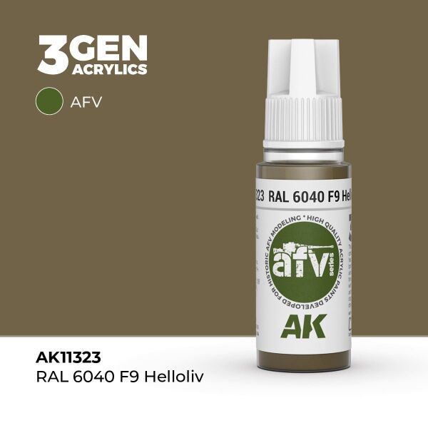 AK 11323 17 ml. RAL 6040 F9 Helloliv, AFV Serisi 3GEN Akrilik Model Boyası