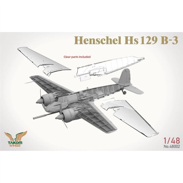 Takom 48002 1/48 Ölçek, Henschel Hs 129 B-3 (İç Detaylı) ve Şeffaf Parçalar, Savaş Uçağı Plastik Model Kiti