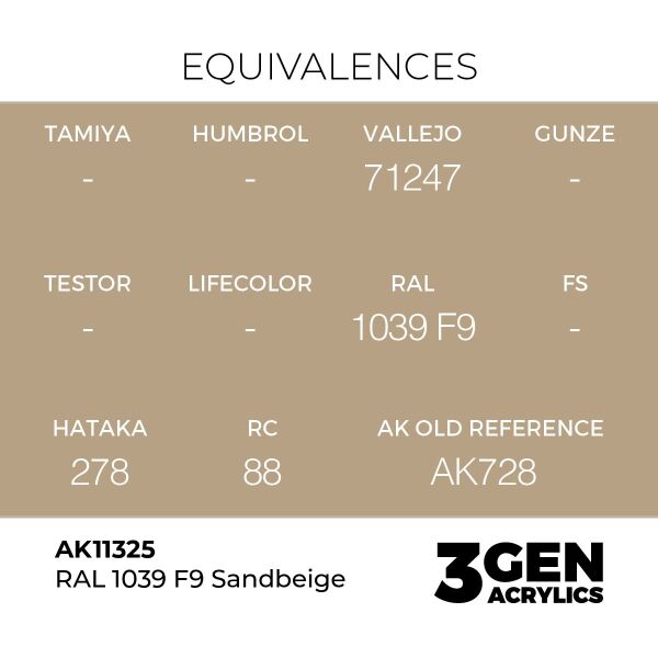 AK 11325 17 ml. RAL 1039 F9 Sandbeige, AFV Serisi 3GEN Akrilik Model Boyası