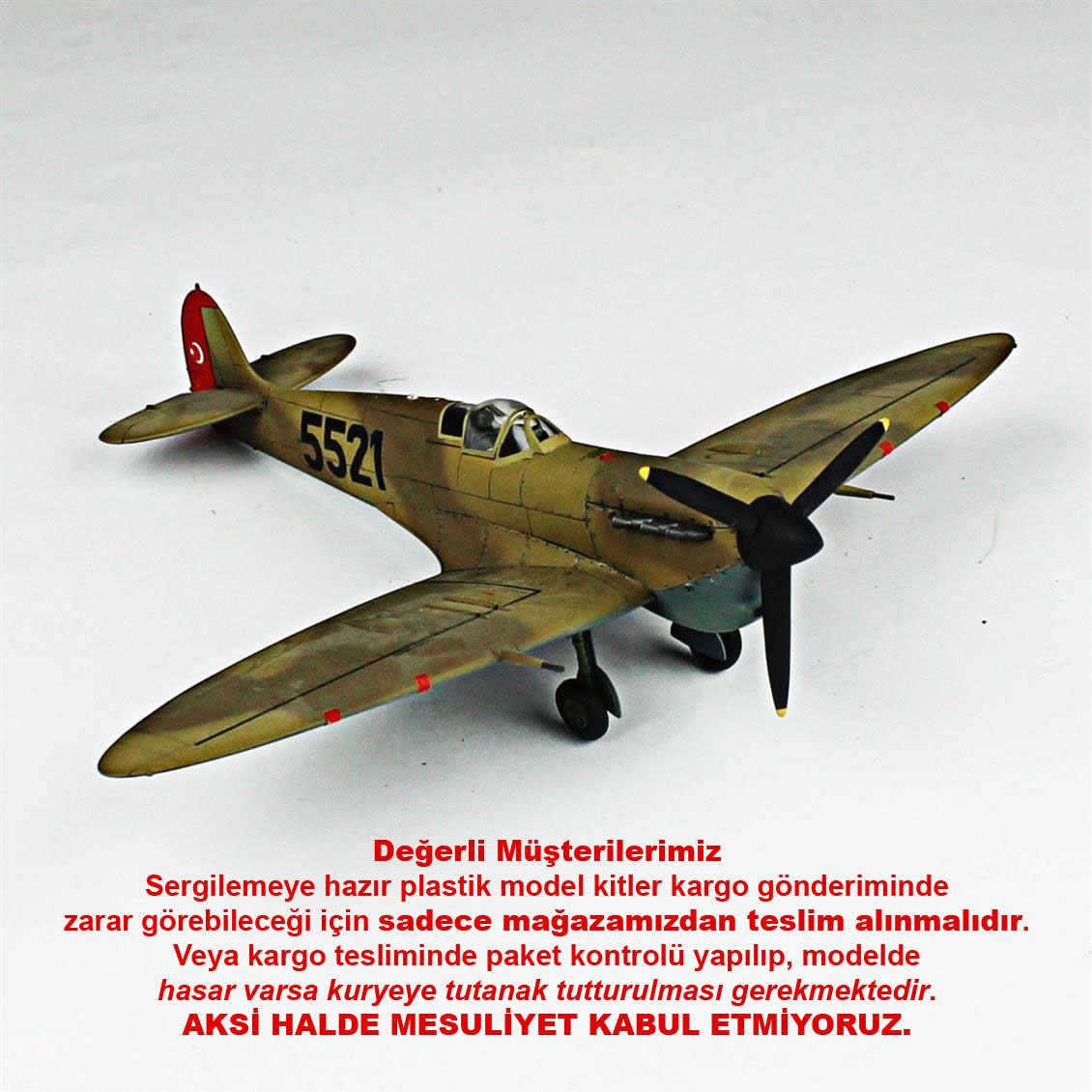 QD114 1/48 Ölçek, Spitfire Mk.V Sergilemeye Hazır Plastik Uçak Maketi