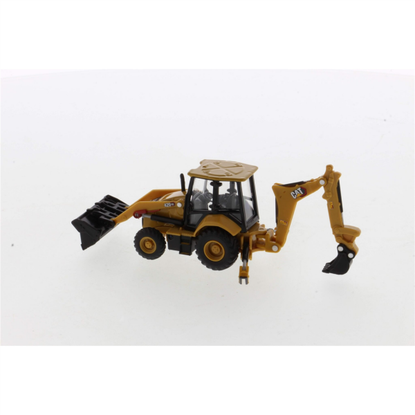Diecast Masters 85765 1/64 Ölçek, Cat 420 XE Backhoe Loder, 4 ataşman ile, Sergilemeye Hazır Metal İş Makinası Modeli