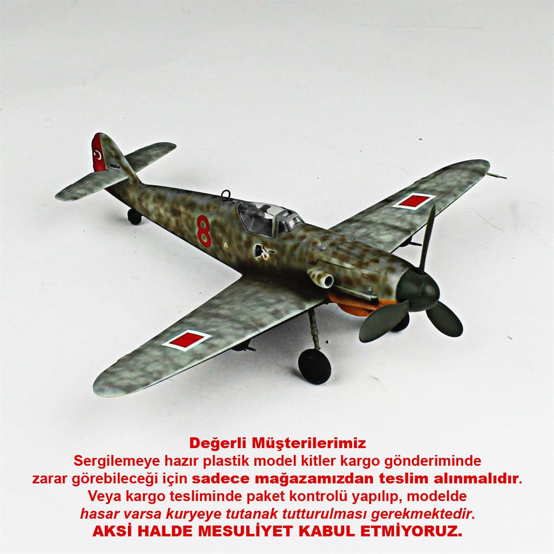QD120 1/72 Ölçek, Messerschmitt Bf 190 F-Whiff Sergilemeye Hazır Plastik Uçak Maketi