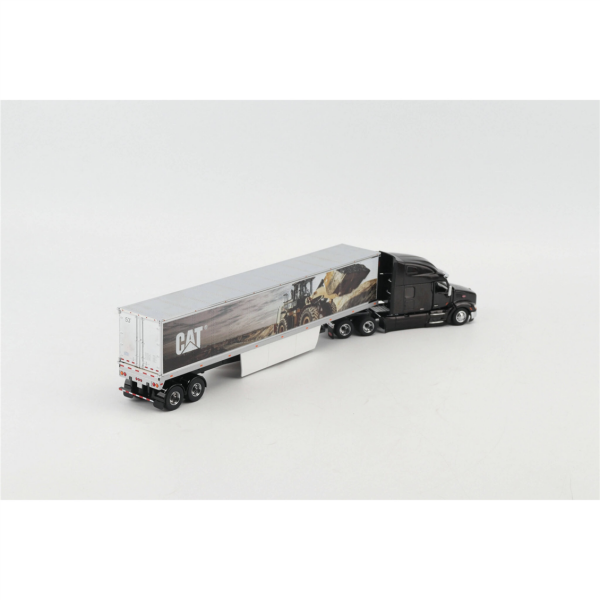Diecast Masters 85768 1/50 Ölçek, Peterbilt 579 Yataklı, Yüksek Kabinli Çekici ve Cat Mural Treyler Dorse, Sergilemeye Hazır Me