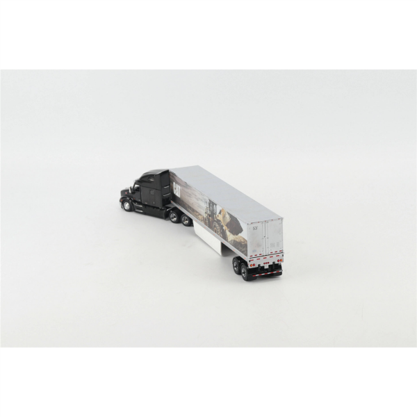 Diecast Masters 85768 1/50 Ölçek, Peterbilt 579 Yataklı, Yüksek Kabinli Çekici ve Cat Mural Treyler Dorse, Sergilemeye Hazır Me