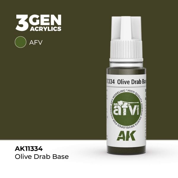 AK 11334 17 ml. Olive Drab Base, AFV Serisi 3GEN Akrilik Model Boyası