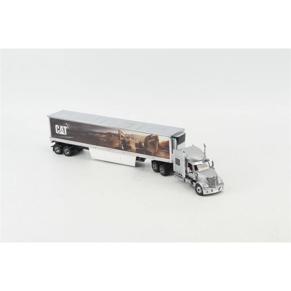 Diecast Masters 85769 1/50 Ölçek, International Lonestar Yataklı Çekici ve Cat Mural Treyler Dorse, Sergilemeye Hazır Metal İş