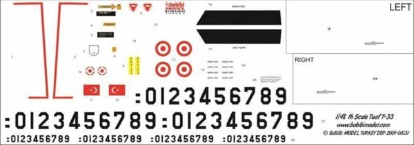 Babibi DBT01264 1/72 Ölçek, Tuaf T-33, Dekal Çıkartma