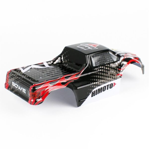 Himoto 31807 1/10 Ölçek, Monster Truck BOWIE Lexan Kaporta, Siyah-Kırmızı