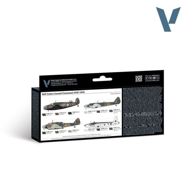 Vallejo 71148 8x18 ml. RAF colors Coastal Command 1939-1945, Model Air Serisi Model Boyası Seti