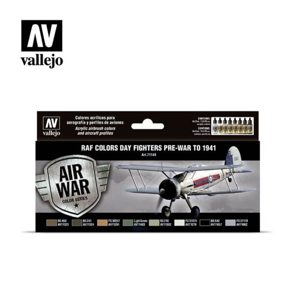 Vallejo 71149 8x18 ml. Day Fighters PreWar To 1941, Model Air Serisi Model Boyası Seti