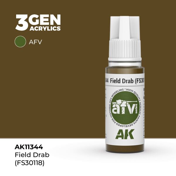 AK 11344 17 ml. Field Drab (FS30118), AFV Serisi 3GEN Akrilik Model Boyası