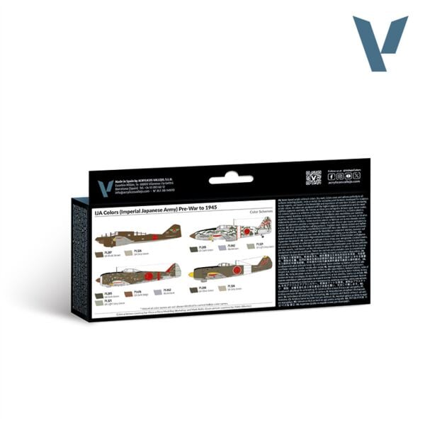 Vallejo 71152 8x18 ml. Imperial Japanese Army (IJA) colors pre-war to 1945, Model Air Serisi Model Boyası Seti