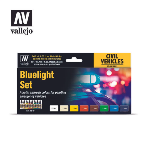 Vallejo 71154 8x18 ml. Bluelight Set, Model Air Serisi Model Boyası Seti