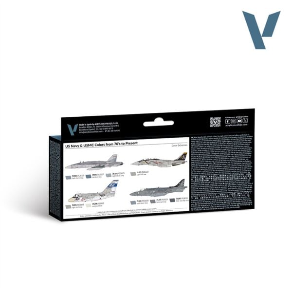 Vallejo 71155 8x18 ml. US Navy & USMC colors from 70’s to present, Model Air Serisi Model Boyası Seti