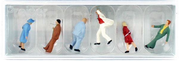 Preiser 14124 1/87 Ölçek, Yürüyen Yolcular, Boyanmış Plastik Figürleri, 6 Adet