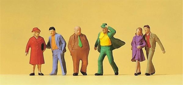 Preiser 14124 1/87 Ölçek, Yürüyen Yolcular, Boyanmış Plastik Figürleri, 6 Adet