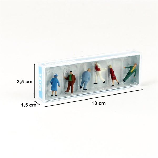 Preiser 14124 1/87 Ölçek, Yürüyen Yolcular, Boyanmış Plastik Figürleri, 6 Adet