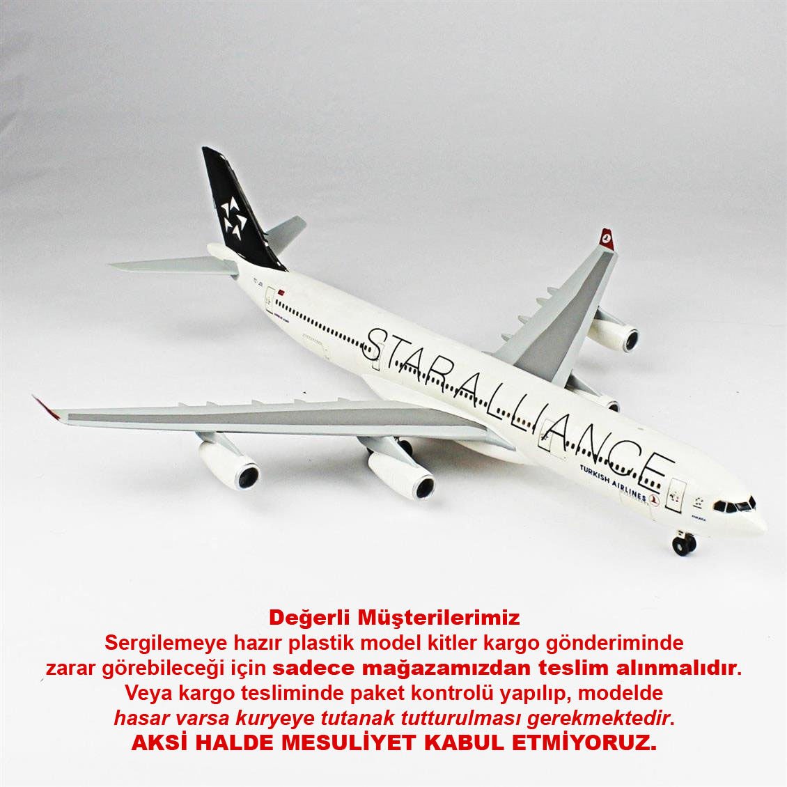 QD137 1/144 Ölçek, A-340 Sergilemeye Hazır Plastik Uçak Maketi