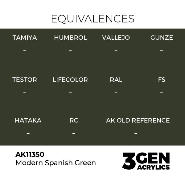 AK 11350 17 ml. Modern Spanish Green, AFV Serisi 3GEN Akrilik Model Boyası