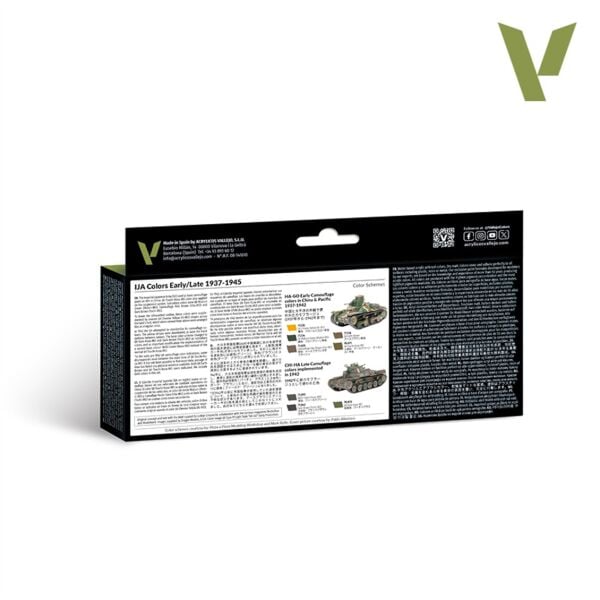 Vallejo 71160 8x18 ml. IJA Colors Early/Late 1937-1945, Model Air Serisi Model Boyası Seti