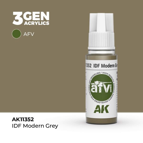 AK 11352 17 ml. IDF Modern Grey, AFV Serisi 3GEN Akrilik Model Boyası