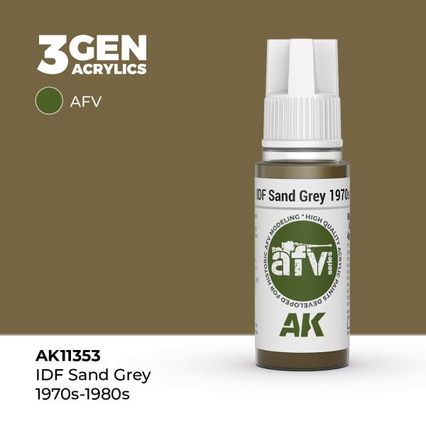 AK 11353 17 ml. IDF Sand Grey 1970s-1980s, AFV Serisi 3GEN Akrilik Model Boyası