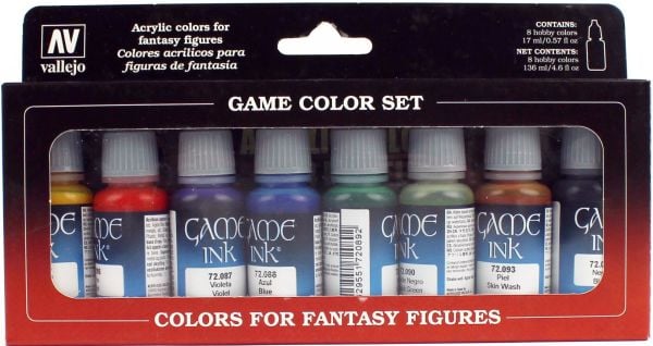 Vallejo 72296 8x17 ml. Game Inks, Game Color Serisi Model Boyası Seti
