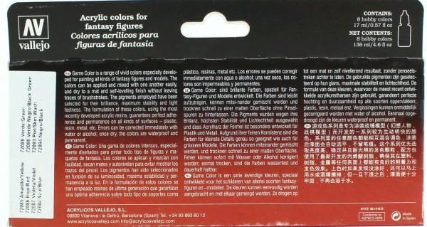 Vallejo 72296 8x17 ml. Game Inks, Game Color Serisi Model Boyası Seti