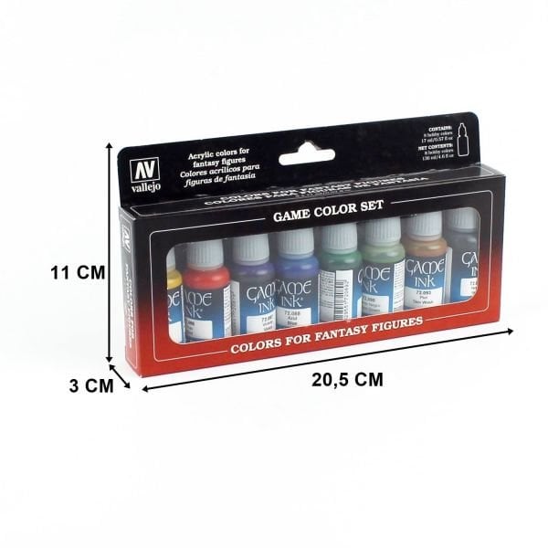 Vallejo 72296 8x17 ml. Game Inks, Game Color Serisi Model Boyası Seti