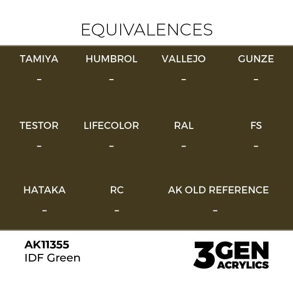 AK 11355 17 ml. IDF Green, AFV Serisi 3GEN Akrilik Model Boyası
