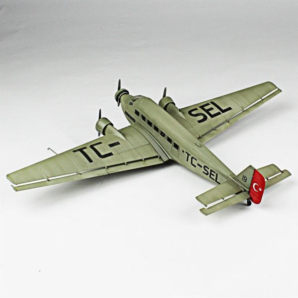 QD144 1/72 Ölçek, JU-52 Sergilemeye Hazır Plastik Uçak Maketi