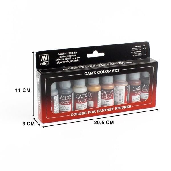 Vallejo 72303 8x17 ml. Metallic Colors, Game Color Serisi Model Boyası Seti