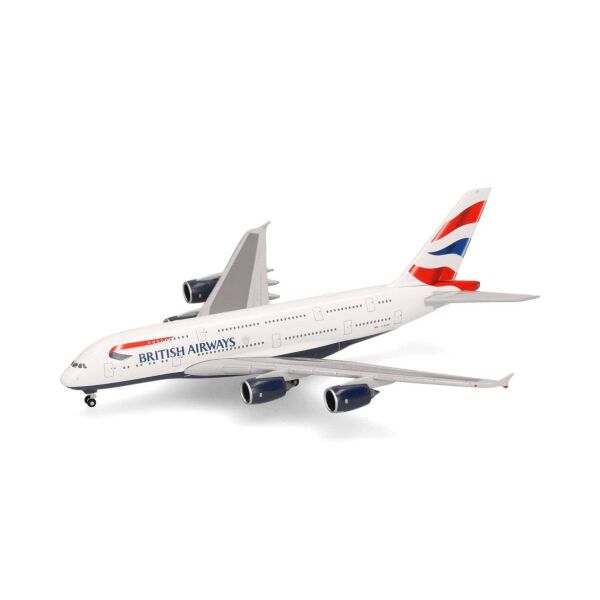Herpa 524391-003 1/500 Ölçek, İngiltere Hava Yolları  A380 G-XLEF, Metal, Sergilemeye Hazır Model Yolcu Uçağı