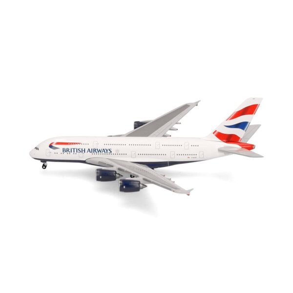 Herpa 524391-003 1/500 Ölçek, İngiltere Hava Yolları  A380 G-XLEF, Metal, Sergilemeye Hazır Model Yolcu Uçağı