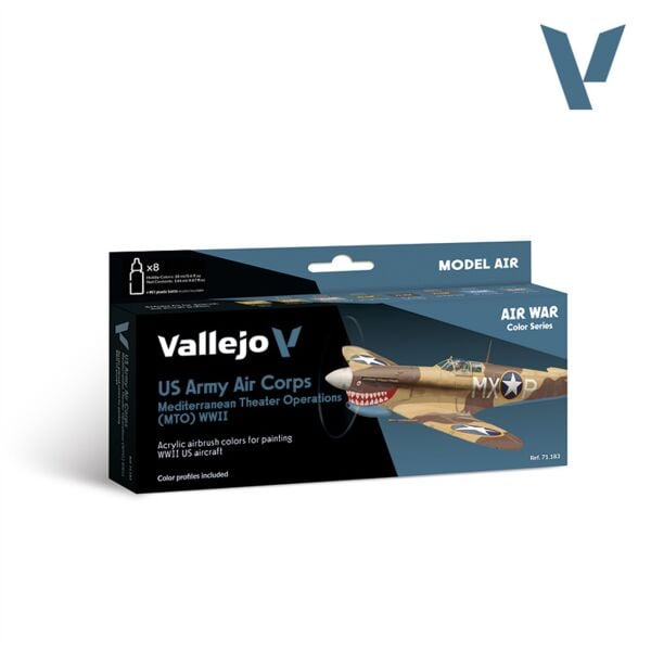 Vallejo 71183 8x18 ml. US Army Air Corps Mediterranean Theater Operations (MTO) WWII, Model Air Serisi Model Boyası Seti