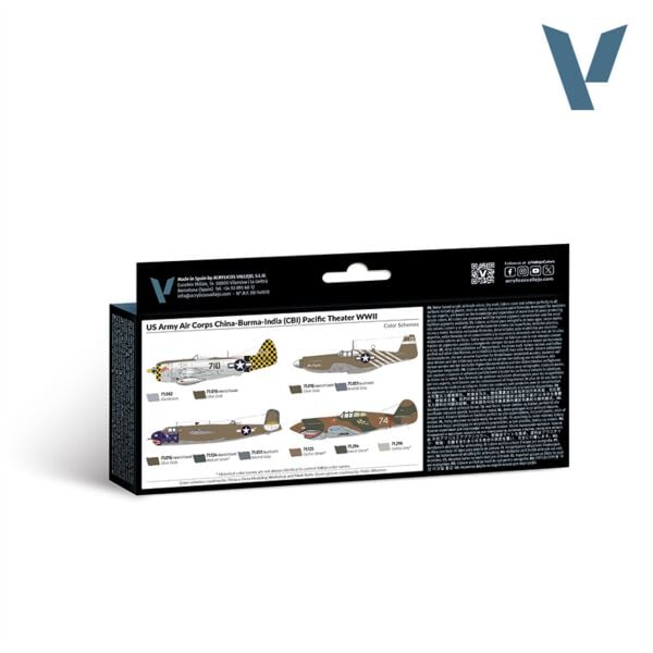 Vallejo 71184 8x18 ml. US Army Air Corps China-Burma-India (CBI) Pacific Theather WWII, Model Air Serisi Model Boyası Seti