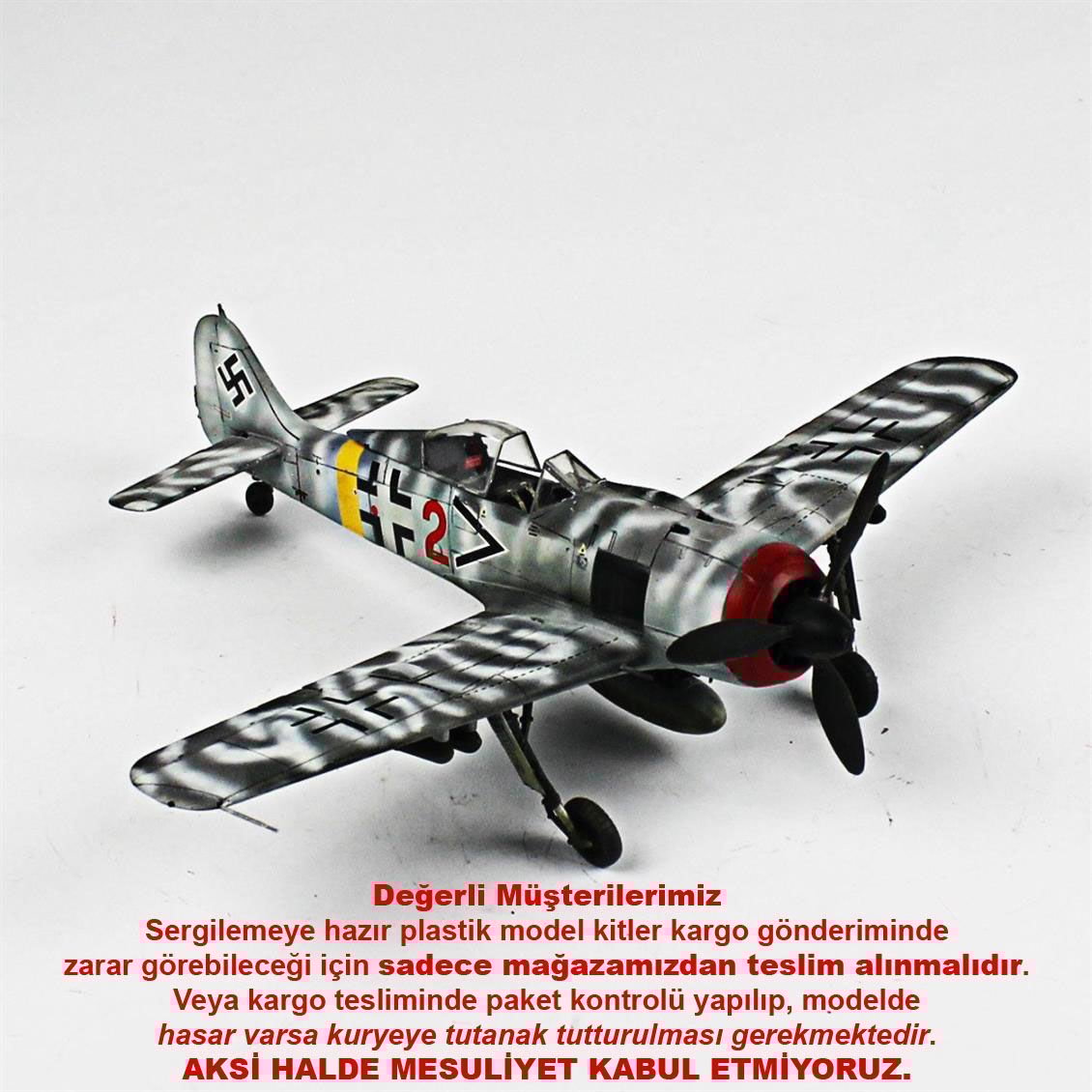 QD037 1/48 Ölçek, Focke-Wulf 190 A-8 Sergilemeye Hazır Plastik Uçak Maketi