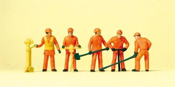 Preiser 14035 1/87 Ölçek, Ray İşçileri, Boyanmış Plastik Figürleri, 6 Adet