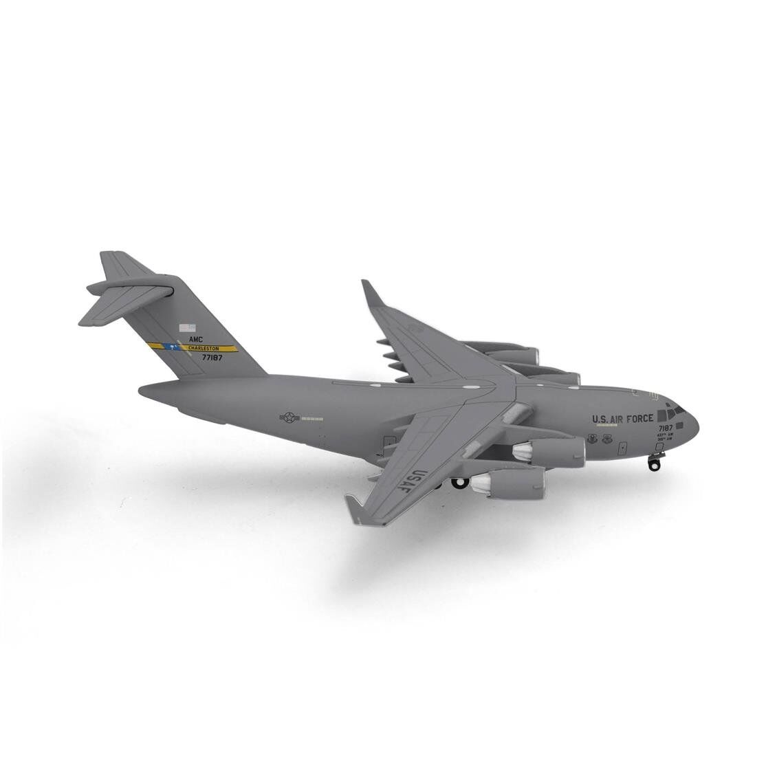 Herpa 537964 1/500 Ölçek, Amerikan Hava Kuvvetleri Boeing C-17A Globemaster III, 437.Hava İkmal Kanadı, Metal, Sergilemeye Hazı