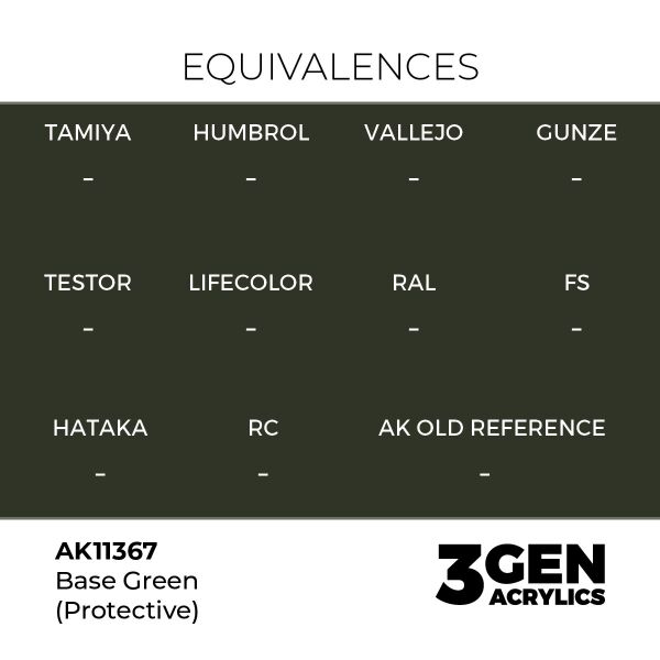 AK 11367 17 ml. Base Green (Protective), AFV Serisi 3GEN Akrilik Model Boyası