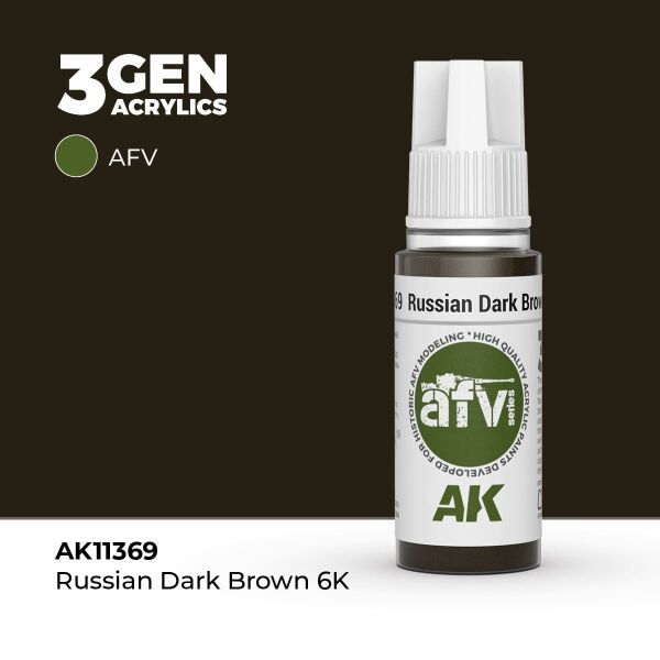 AK 11369 17 ml. Russian Dark Brown 6K, AFV Serisi 3GEN Akrilik Model Boyası
