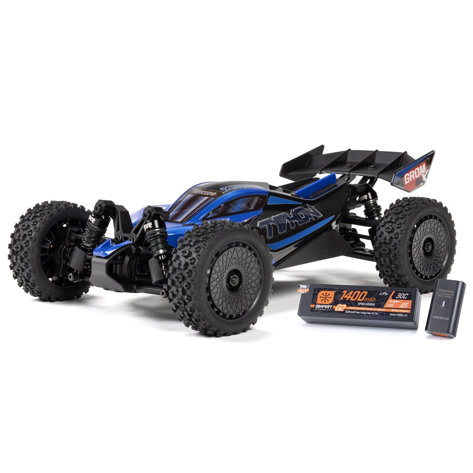 ARRMA 1/14 TYPHON GROM 223S DSC 4X4 RTR Brushless Buggy (Pil + Şarj Aleti Dahil) Mavi