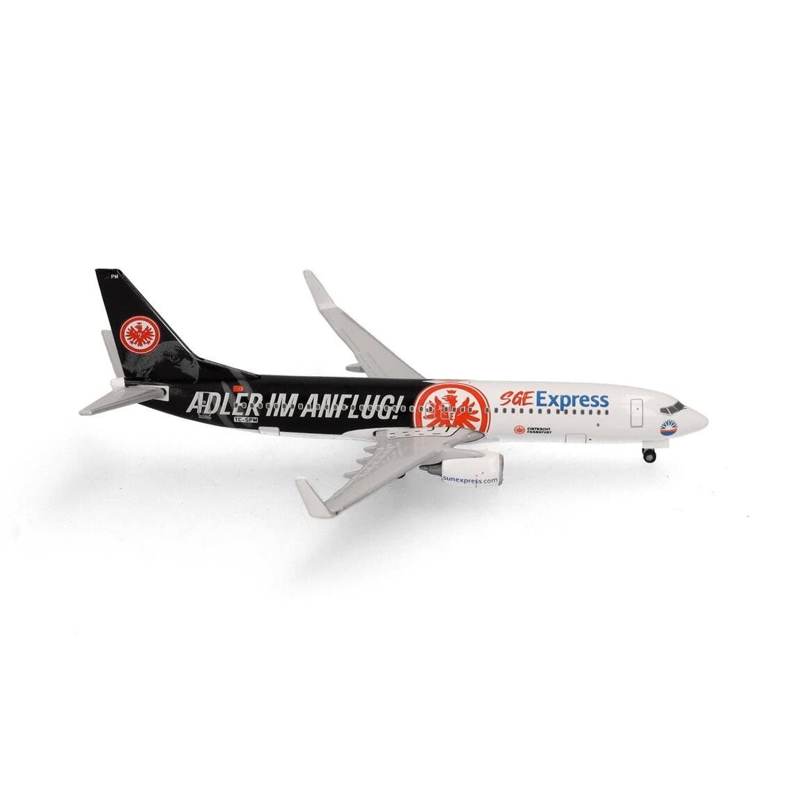 Herpa 538107 1/500 Ölçek, SunExpress Boeing 737-800 Eintracht Frankfurt-SGE Express), Metal, Sergilemeye Hazır Model Yolcu Uçağ