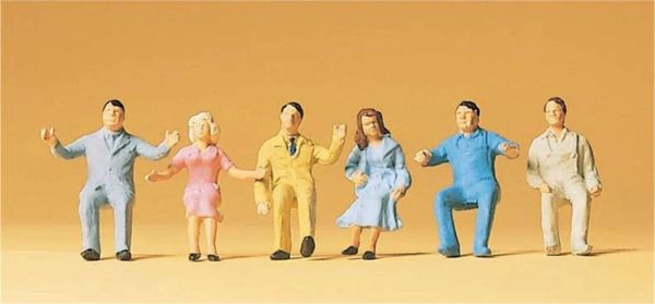 Preiser 14015 1/87 Ölçek, Otomobil Sürücüleri, Boyanmış Plastik Figürleri, 6 Adet